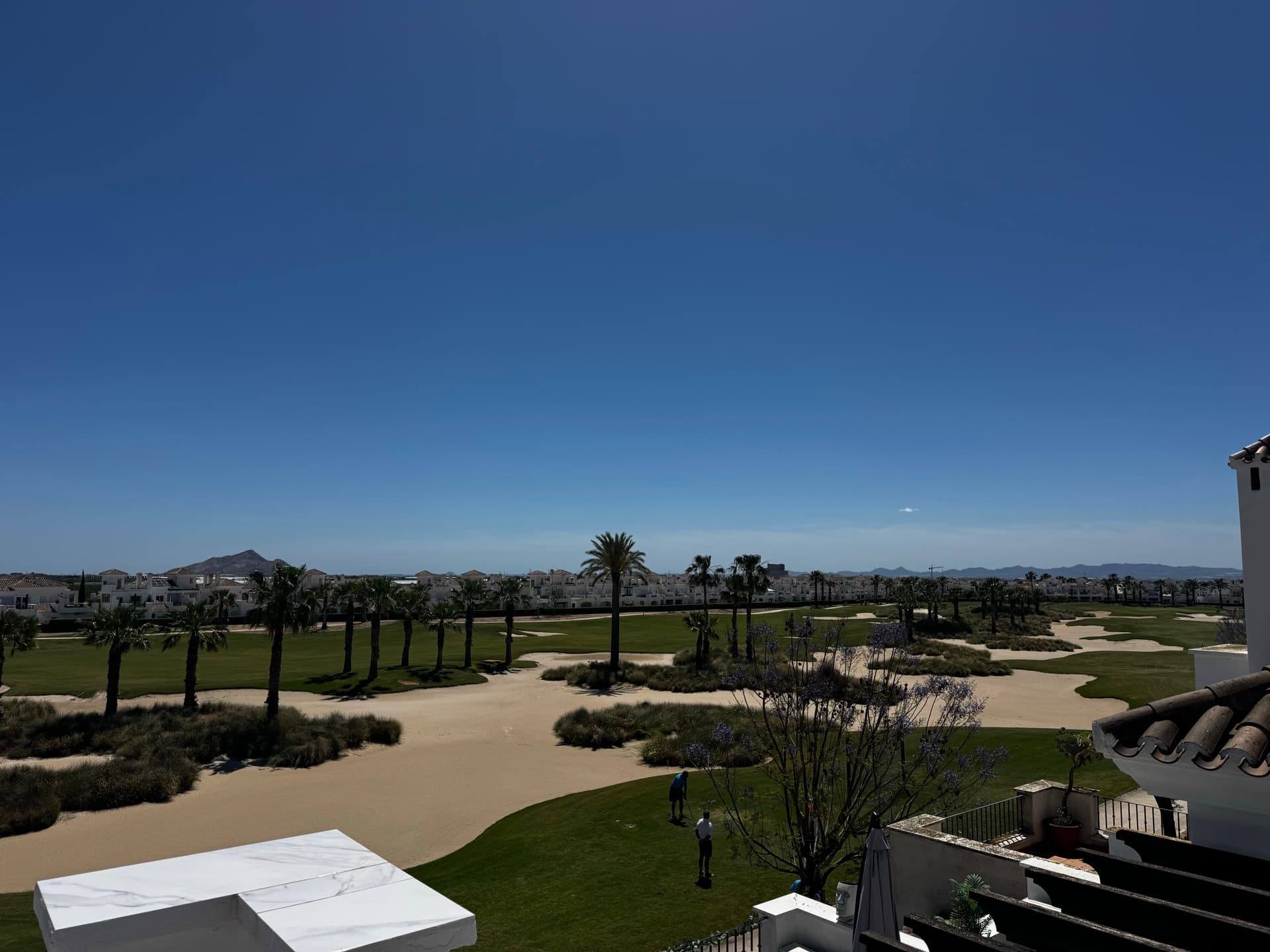 La Torre Golf Resort, Murcia — aerial of the golf course at golden hour